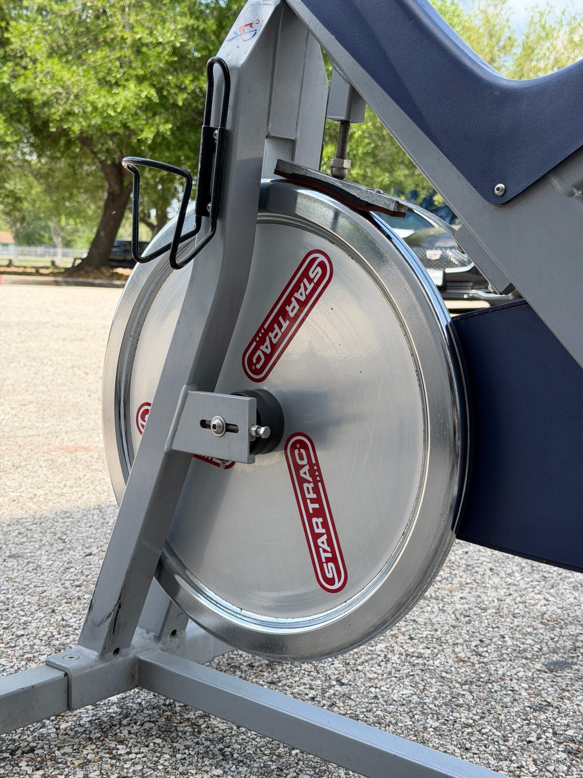 Star Trac V-Bike Commercial Spin Bike — Rides Fine, Seat Adjust Handles Missing