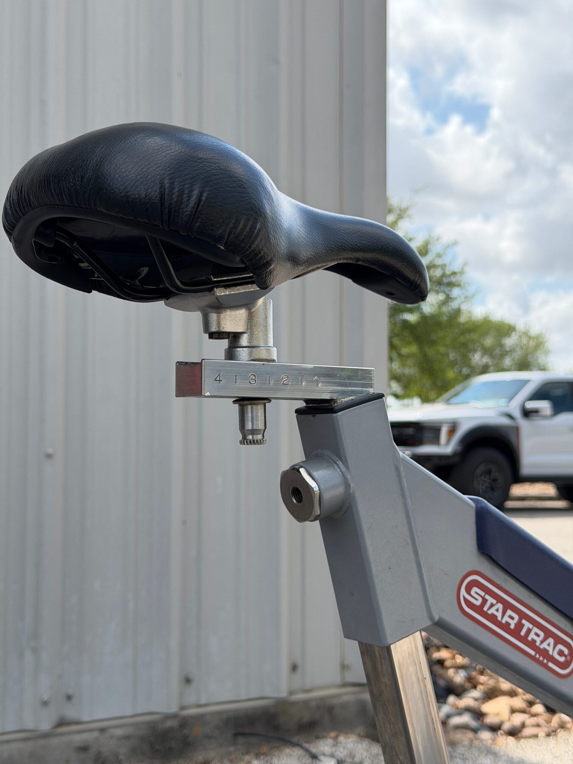 Star Trac V-Bike Commercial Spin Bike — Rides Fine, Seat Adjust Handles Missing